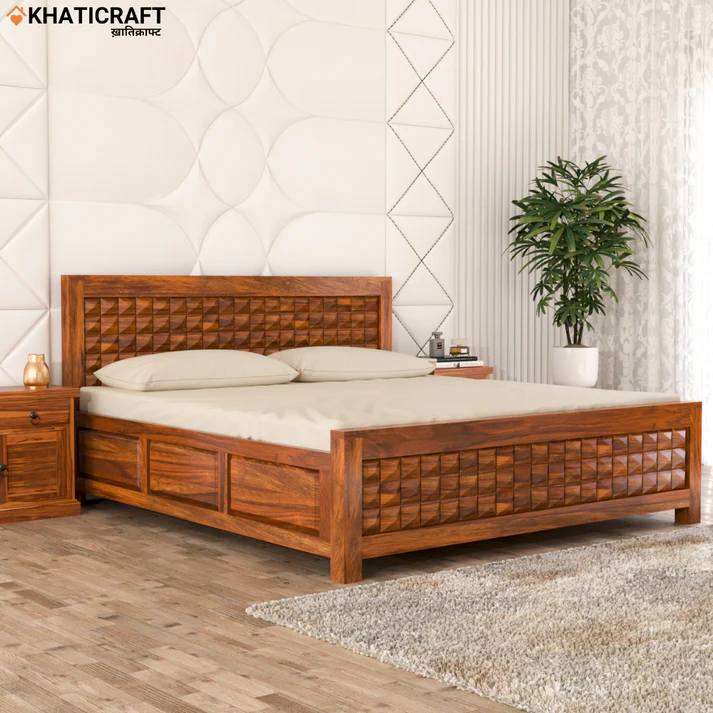 Stupa Queen Size Bed with Box Storage | Khaticraft